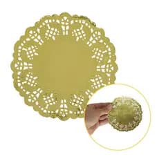 Kit Toalha Papel Rendado Doilie 14cm Dourado 20 Unidades