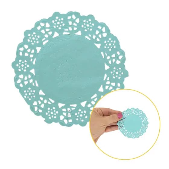 Kit Papel Toalha Rendado Decor Doilie 9cm Verde 50 Unidades