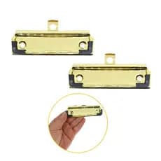 Kit Clip Presilha Encadernação Prancheta Dourado 2 Unidades