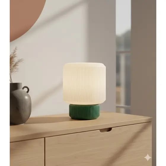 Luminária De Mesa Cabeceira Moderna Abajur De Quarto Sala Led Decorativa Design Canelado 20cm