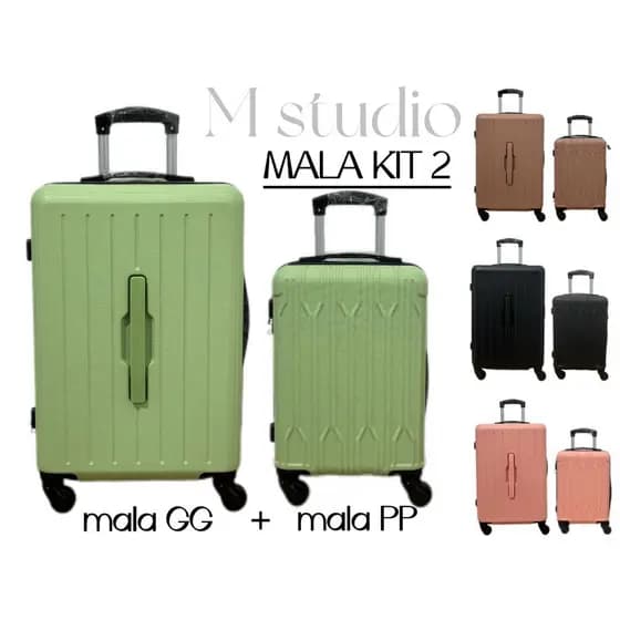 MALA DE VIAGEM  (KIT 2)  ABS com roda 360 malas viagem de bordo conjunto 2 ANAC menor preço promoçao