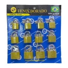 CADEADO IRON LOCK  12 PEÇAS DE CADA 3 CHAVES FENIX DOURADO
