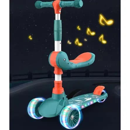 Patinete Infantil scooter dobrável com Led 3 rodas 2 em 1 até 60Kg Dream Light