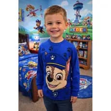 Camiseta Infantil Chase Patrulha Canina Manga Longa Malha em Algodão