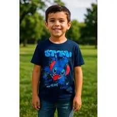 Camiseta Infantil Stitch Menino/Menina Desenho Manga Curta