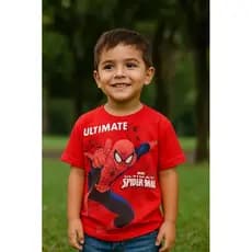 Camiseta Infantil Homem Aranha Manga Curta 100% Algodão