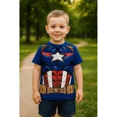 Camiseta Infantil Capitão América Corpinho Heróis Vingadores