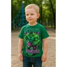 Camiseta Infantil Hulk Menino Manga Curta Heróis Vingadores