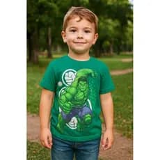 Camiseta Infantil Hulk Menino Manga Curta Heróis Vingadores