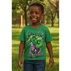 Camiseta Infantil Verde Hulk Menino Vingadores Heróis 100% Algodão