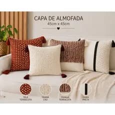 Kit de Capa de Almofada Croche Linho Bordada Aplicada Decorativa