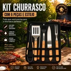 Kit para Churrasco Faca Utensílios Aço Inox 6 peças