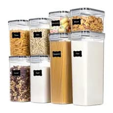 Kit 8 Potes Herméticos Mantimentos Recipiente Transparente