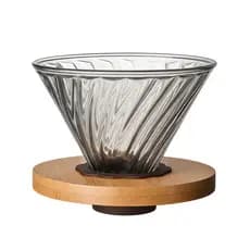 Suporte de Vidro Filtro de Café com Base de Bambu 102 V60-02