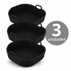 Kit com 3 Formas Silicone Quadrada AirFryer Assadeira Fritadeira Elétrica Lavável