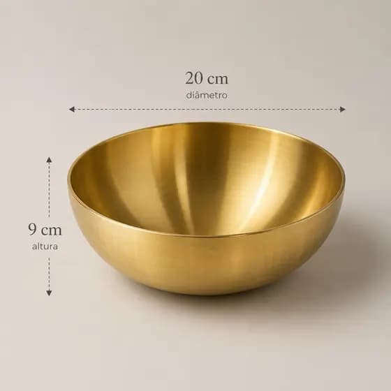 Tigela Bowl Aço Inox Dourado 20cm Bacia Multiuso Cozinha