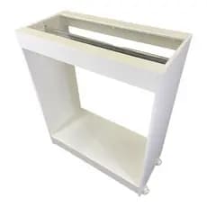 Balcao Arara Loja Mesa Ilha Com Tampo De Vidro + Rodízios em gel 100%MDF