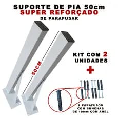 Suporte de Pia Parafusar Reforçado 50 cm - Com 2 unidades + parafusos e buchas anel