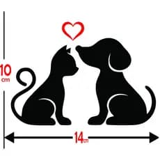 Adesivo Gato E Cachorro Fofo Casa Decoração Carro