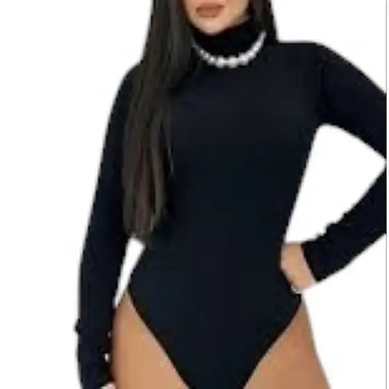 Body Feminino Segunda Pele Gola Alta Manga Longa Basico