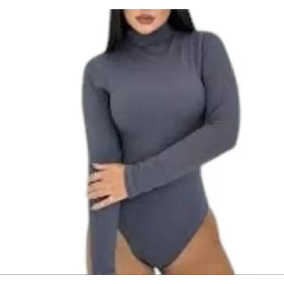 Body Feminino Manga Longa Básico Segunda Pele Gola Alta Bory Elegante