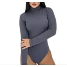 Body Feminino Manga Longa Básico Segunda Pele Gola Alta Bory Elegante