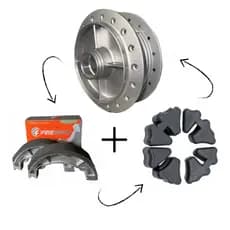 Kit Cubo Cg Titan 150 Fan 150 + Patim Lona de Freio + Coxim da Coroa
