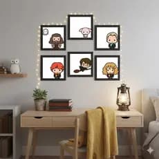 Kit de Quadrinhos em MDF adesivado e Recorte vazado para decoração de ambientes - Personagens Harry