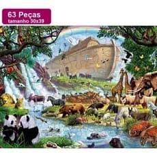 Quebra Cabeça Infantil de Arca de Noé em MDF 63 Peças 39x30cm BR_0110