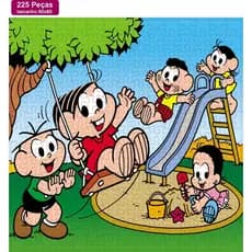 Quebra-cabeça Infantil 60x60cm Peças em mdf 225 peças Com caixa em MDF Turma da Monica