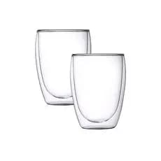 Copos Taças Vidro Termico Parede Dupla 350ml Bebidas Quentes Frias Conjunto Com 2 Copos