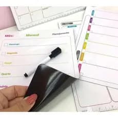 Lousa Magnética Quadro Planner Magnético Semanal Mensal Com Caneta com imã