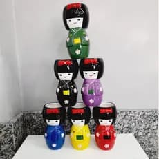 Vaso De Cerâmica Boneca Japonesa Cachepot Decorativo