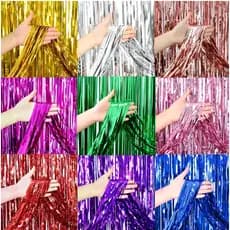 Cortina Metalizado Para Festa 1M x 2M Painel Decorativo Fita Franja