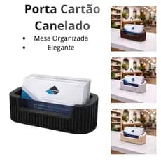 Porta Cartão de Visita Canelado Elegante para Mesa - Escritório ou Atendimento