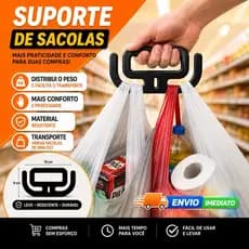 Suporte Pegador de Sacolas 16x9cm – Mais Conforto ao Carregar Compras
