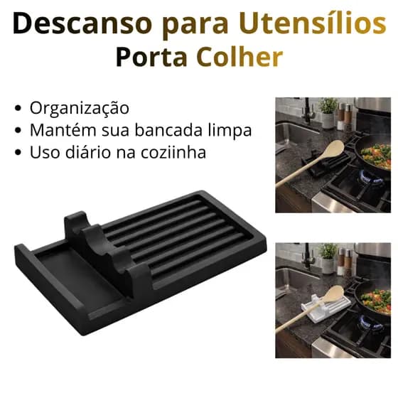 Suporte Porta Colher de Cozinha Descanso para Utensílios Organizador Anti Sujeira | Envio Imediato