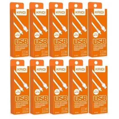 kit 10 Cabo de Dados e Carga Rápido Kaidi KD-307S 1m Micro USB V8