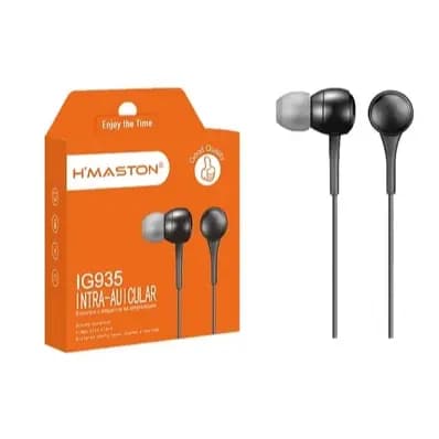 kit 10 6 H'maston IG935 Fones de Ouvido com Fio 3.5mm 1,2 metros intra-auricular preto branco
