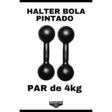 Par Halter Bola 4kg Pintado Treino Musculação Fitness Peso Livre Funcional Academia em Casa