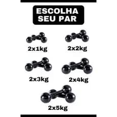 Par de Halter Emborrachado 1kg a 5kg Bola - Peso de Academia Musculação Treino em Casa Funcio Fisio