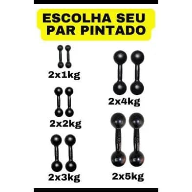Par Halter Bola Pintado 1 a 5kg Treino em Casa Musculação Fitness Peso Funcional Academia