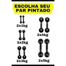 Par Halter Bola Pintado 1 a 5kg Treino em Casa Musculação Fitness Peso Funcional Academia