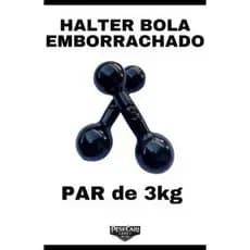 Par de Halter Bola Emborrachado 3Kg – Peso para Academia, Treino em Casa e Musculação