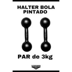 Par Halter Bola 3kg Pintado Treino Musculação Fitness Peso Livre Funcional Academia em Casa