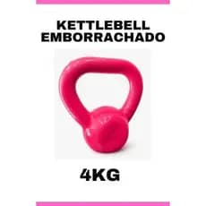 Kettlebell Emborrachado Rosa 4Kg –Peso para Academia Treino em Casa e Musculação Cross Fit Funcional