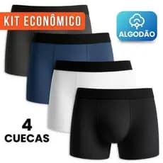 Kit 4 Cuecas Boxer Masculina Adulto Algodão Confortável Cores Neutras