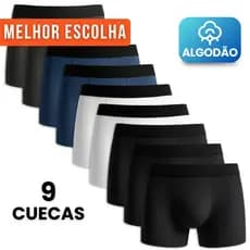 Kit 9 Cuecas Boxer Masculino Algodão de Qualidade Confortável
