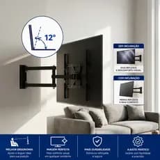 Suporte Universal Para TV Articulado 23 a 70 Polegadas Brasforma Braço Longo Preto