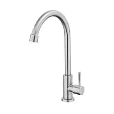 Torneira Bancada Aco Inox Escovado Bica Alta Giro 360 Grau Cozinha